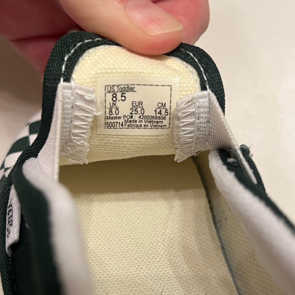 Vans Green Checkered Slip-On Sneakers - Toddler 8.5 - Picture 2 of 3